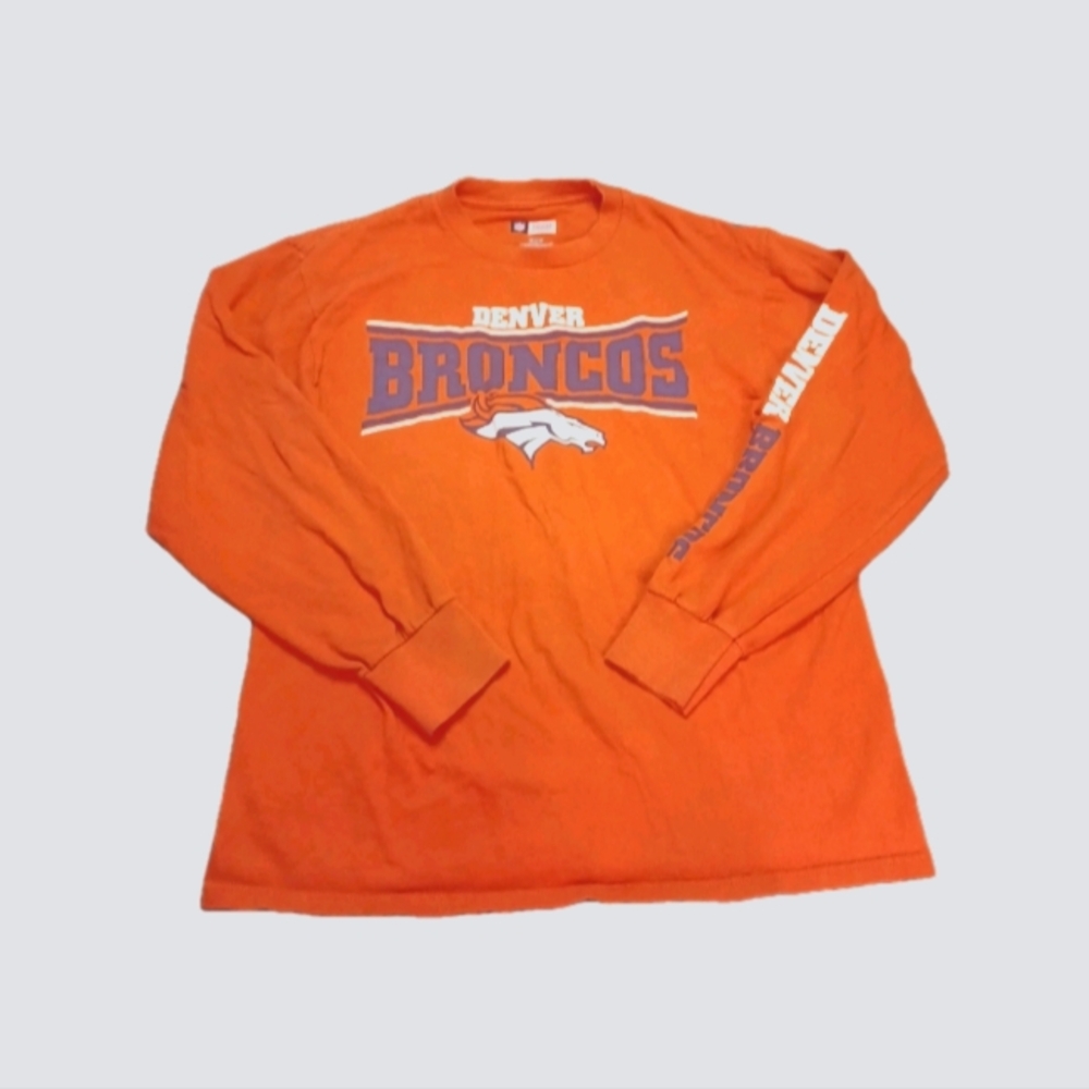 NFL Denver Broncos Orange Long Sleeve Shirt Size Medium M